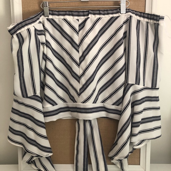 White & Navy Striped Top - Picture 2 of 4